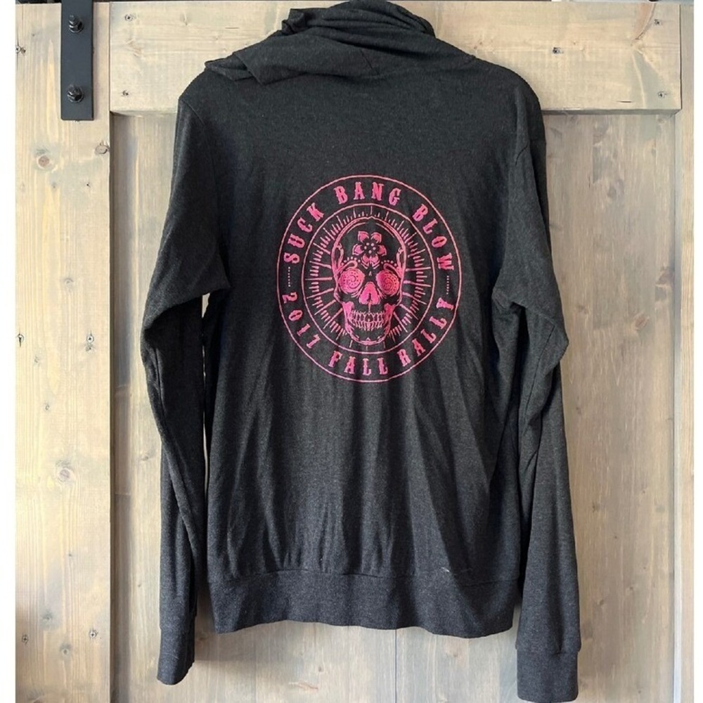 Bella Canvas Suck Bang Blow 2017 Fall Rally Sugar Skull Zip Hoodie Grey XL